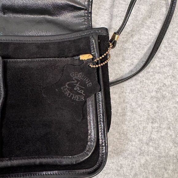 Vintage Etra Women's Black Suede Leather Crossbody Bag Small Casual - Picture 9 of 15